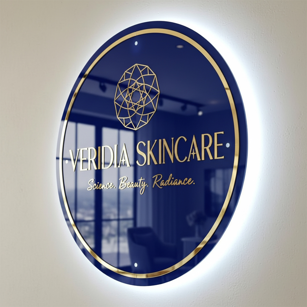 Gold and White Acrylic Wall Logo for Spa or Clinic obryal