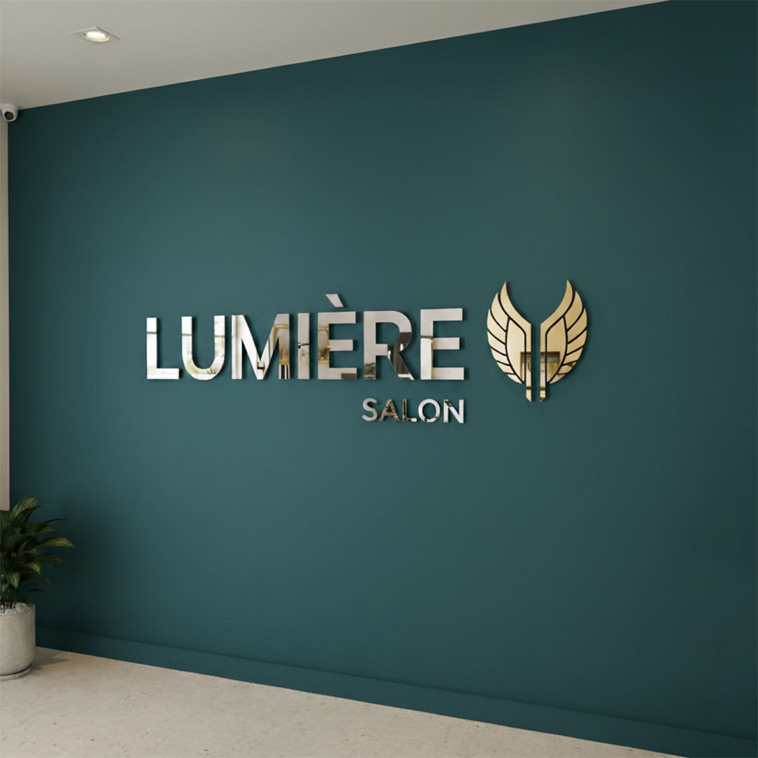 Modern Golden Mirror Acrylic Sign for Every Business - Image 3