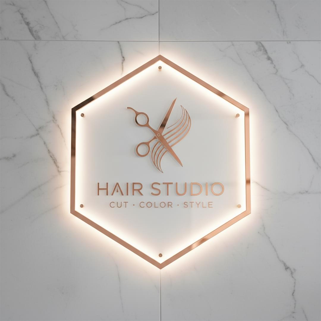 Custom Hexagon Acrylic Logo Sign for Modern Businesses obryal