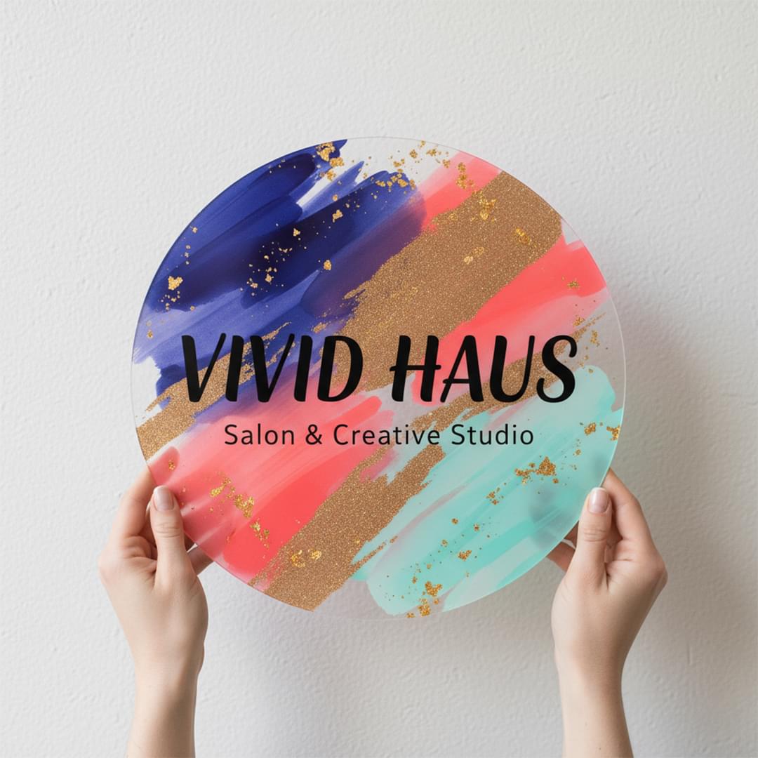 Premium Round Acrylic Logo Sign for Salon or Spa